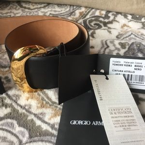 Armani black leather belt